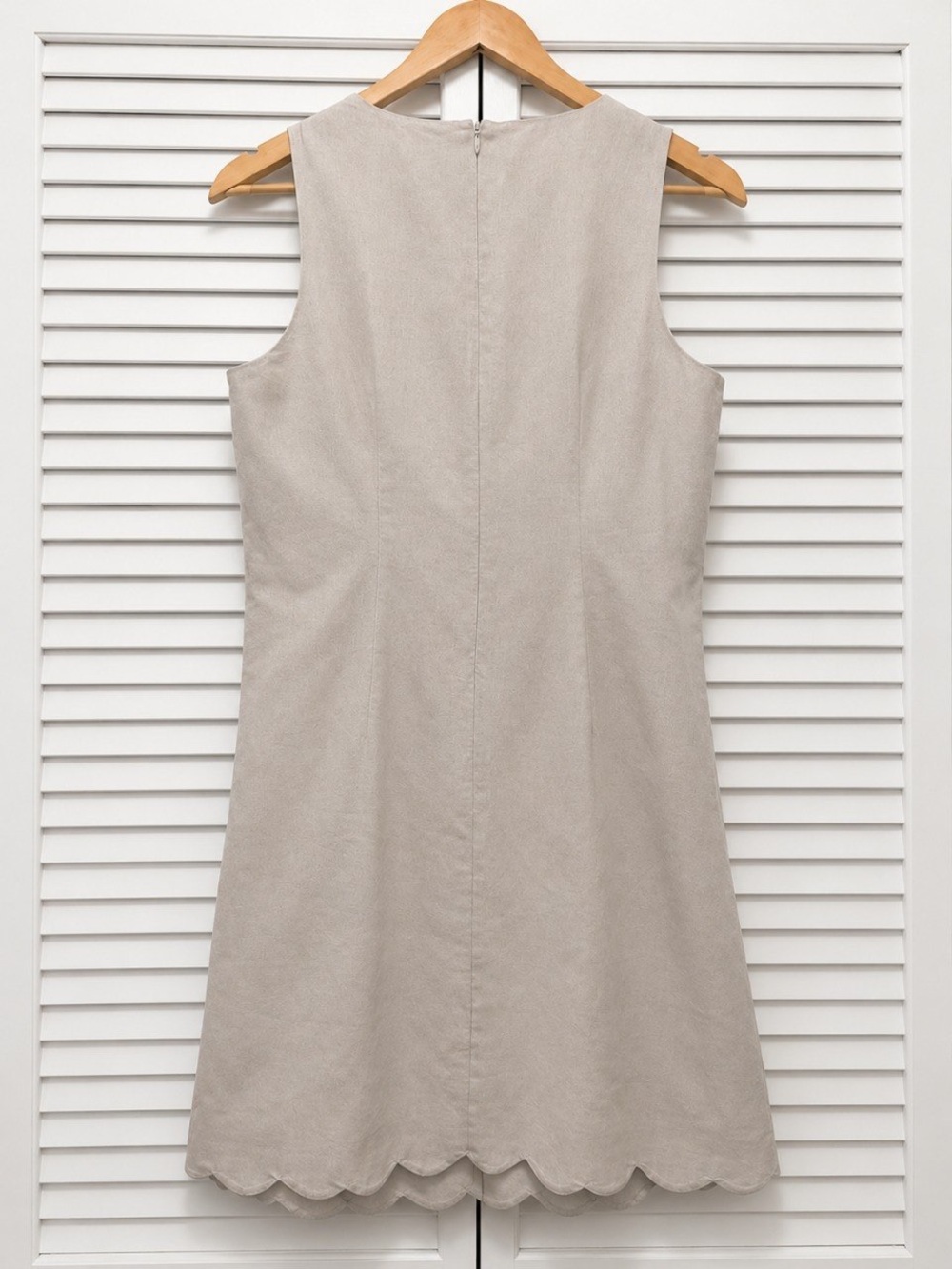 J. Crew Cream Sleeveless Scallop-Hem Shift Dress - Picture 2 of 7
